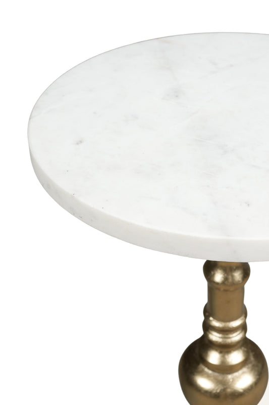 Classic Brass and Marble Pedestal Side Table