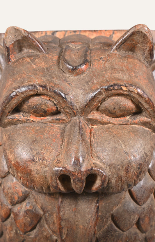 Hand-Carved Wooden Lion Mask