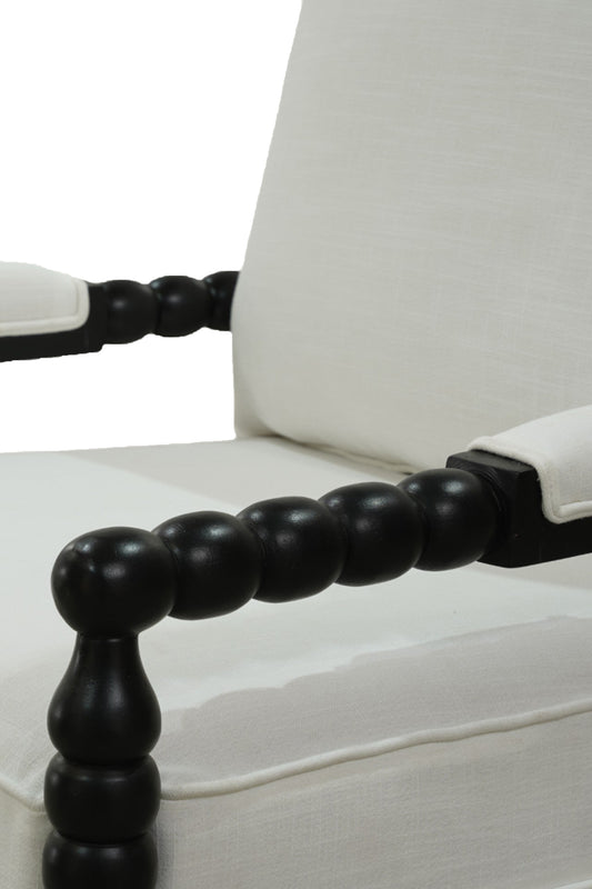 Classical Wooden Lounge Chair in Linen Upholstery