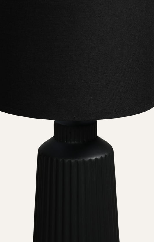 Matte Black Fluted Ceramic Table Lamp