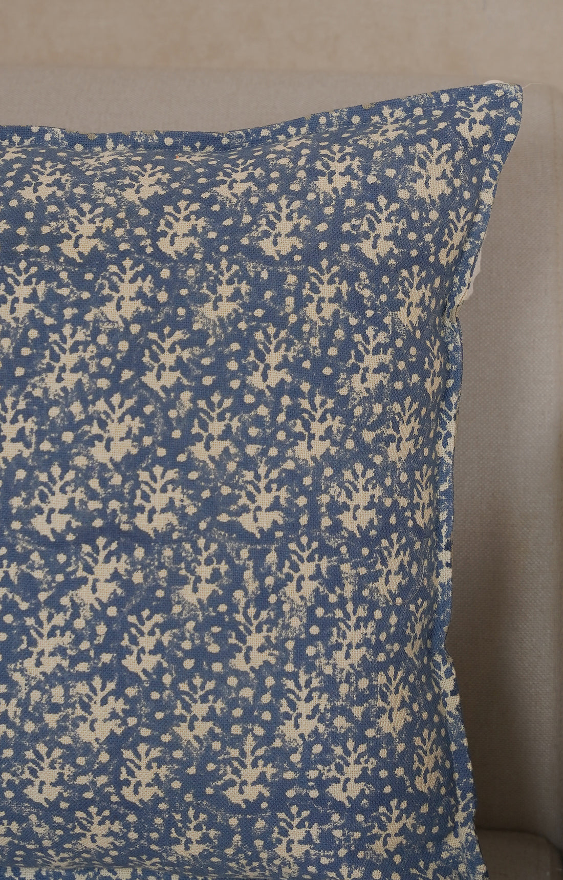 Indigo Petal Block Print Cushion Cover