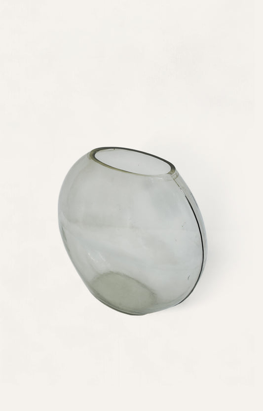 Smoky Oval Glass Vase
