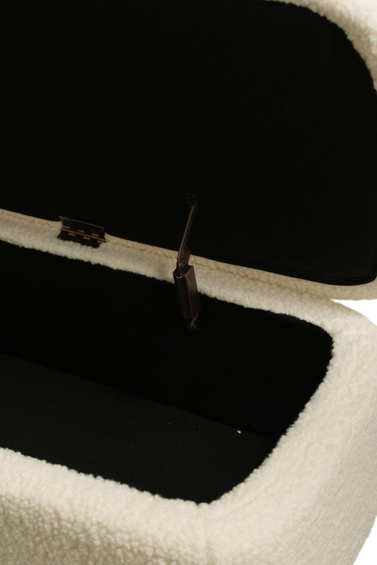 Sequoia Boucle Storage Bench with Steel Legs