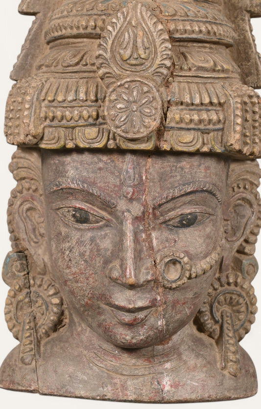 Rustic Hand-Carved Wooden Wall Mask