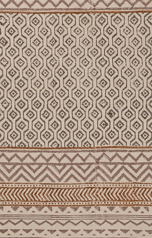 Burnt Ochre Tribal Band Cotton Rug