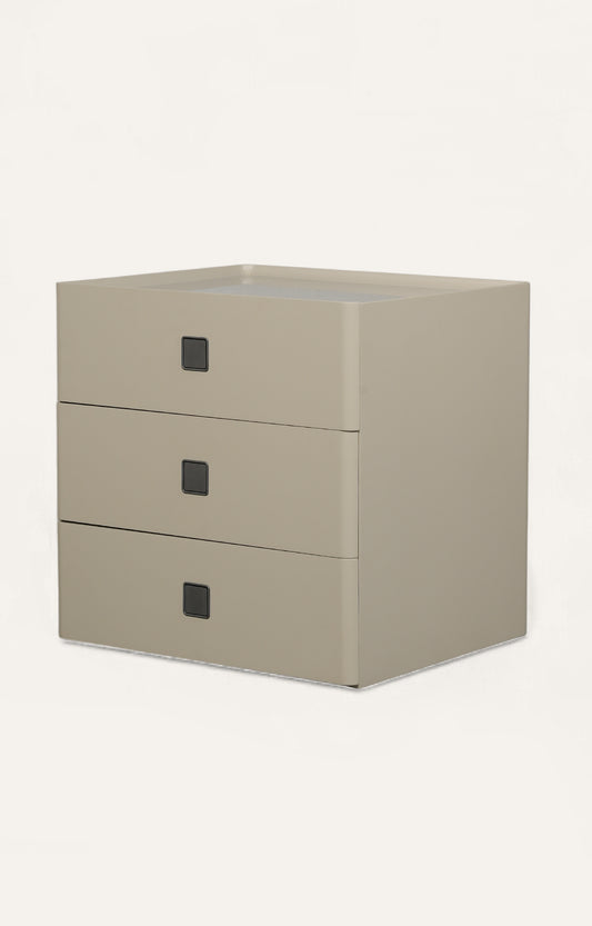 Taupe Three-Drawer Modern Dresser
