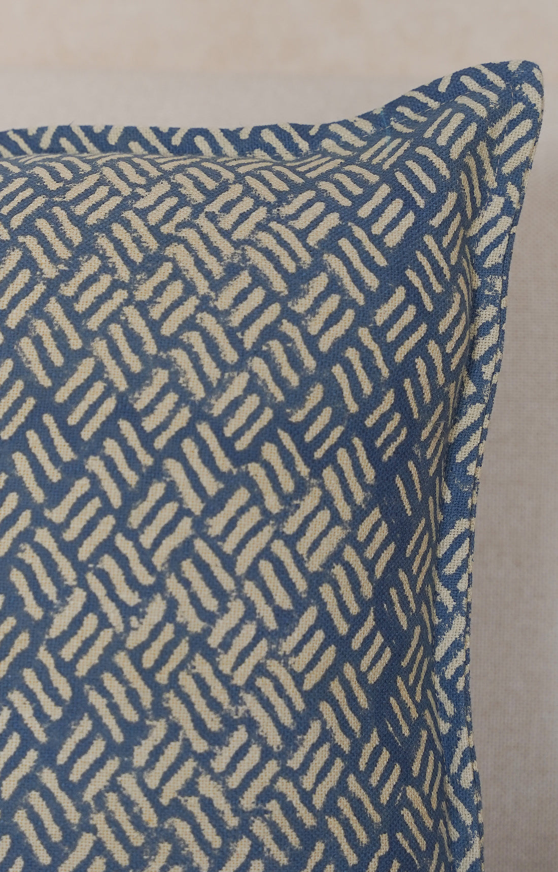 Indigo Mesh Print Cotton Cushion Cover