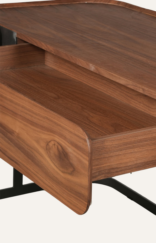 Walnut Writing Desk with Metal Frame