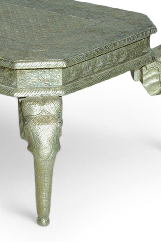 White Metal Rajasthani Carved Elephant Legs