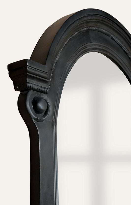Gothic Black Arched Windowpane Mirror