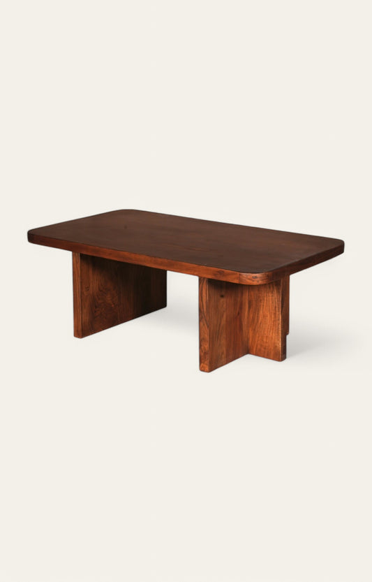 Rectilinear Acacia Wood Coffee Table