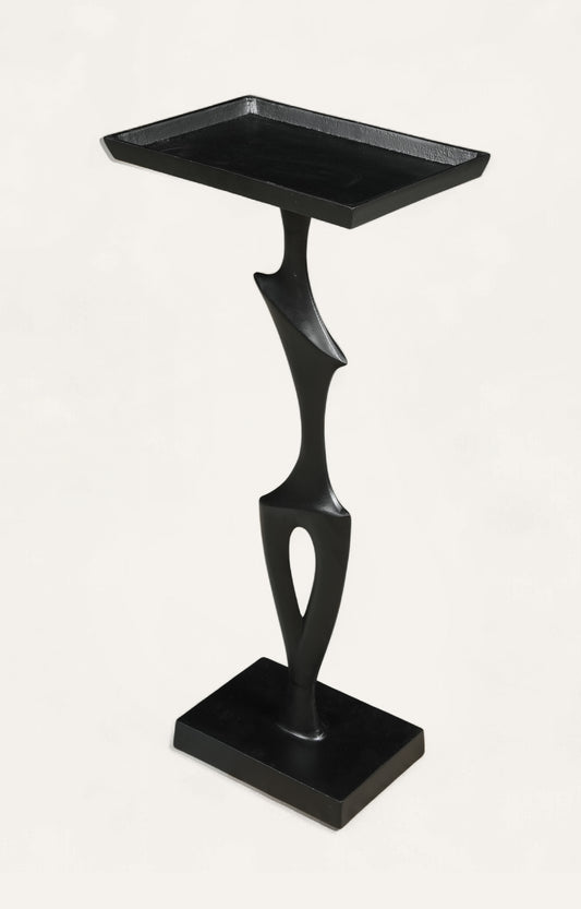 Abstract Black Sculptural Pedestal Side Table