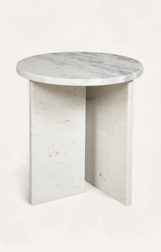Minimalist White Marble Accent Table