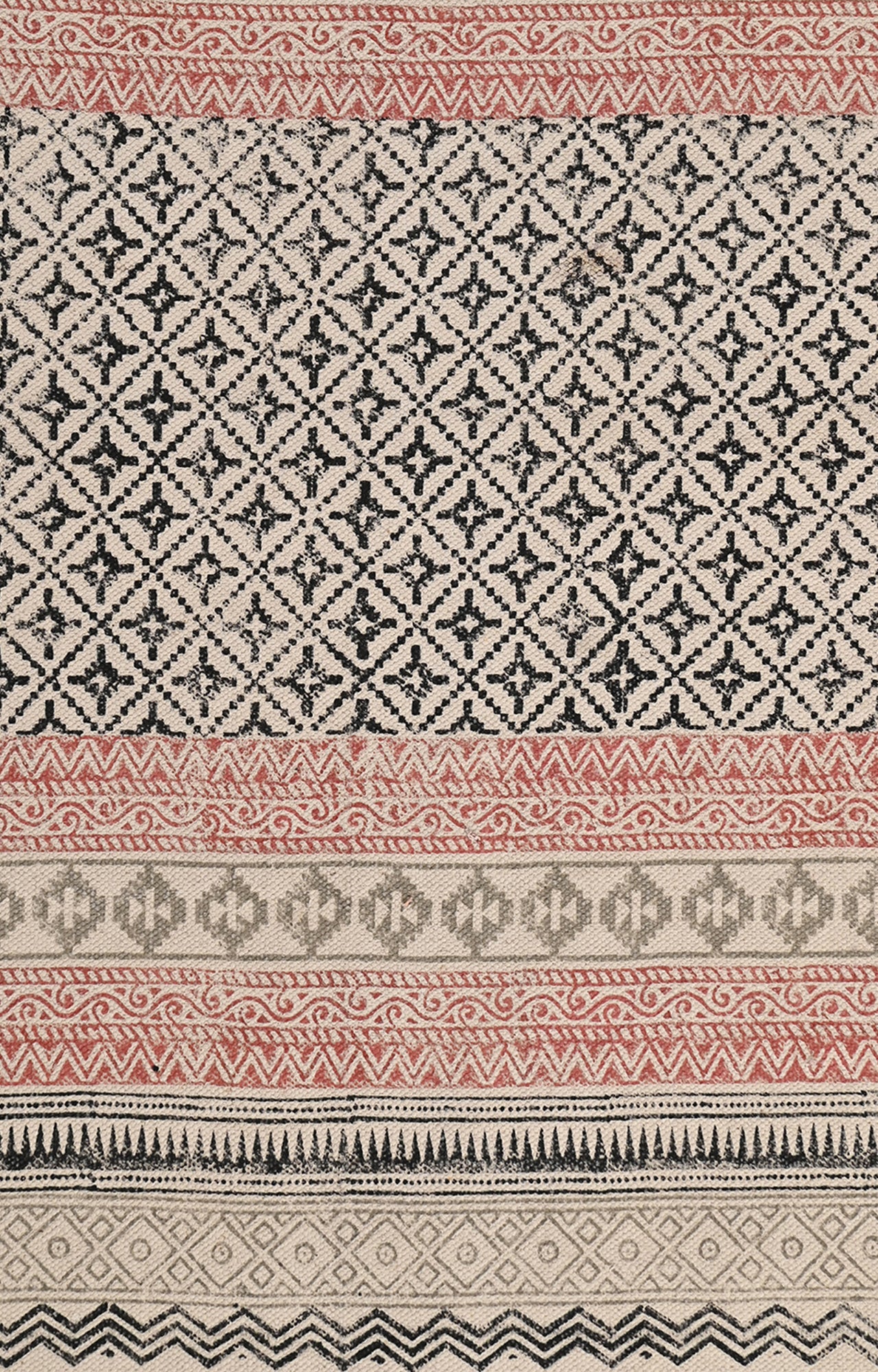 Tribal Striped Cotton Rug in Clay Red