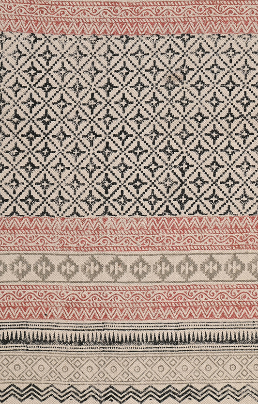 Tribal Striped Cotton Rug in Clay Red