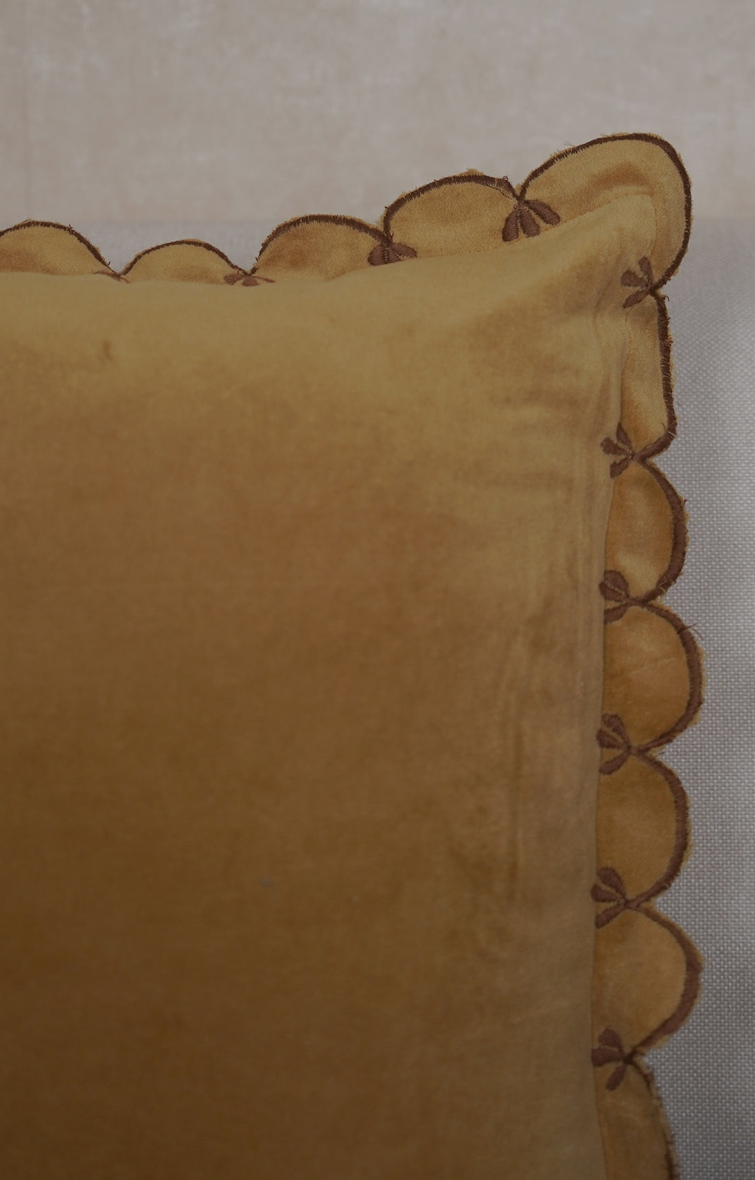 Ochre Velvet Scallop Cushion Cover