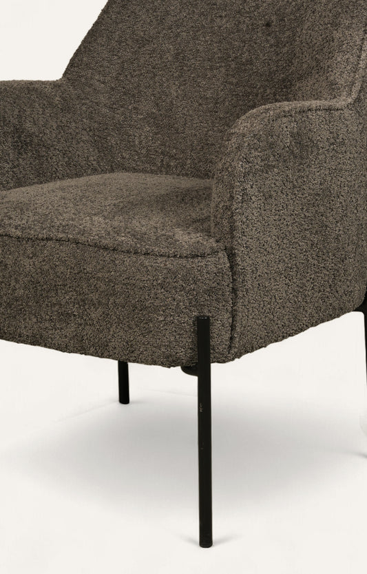 Modern Charcoal Upholstered Armchair with Metal Legs