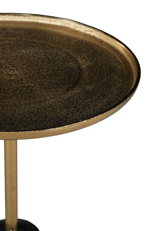 Black and Gold Sculptural Pedestal Side Table