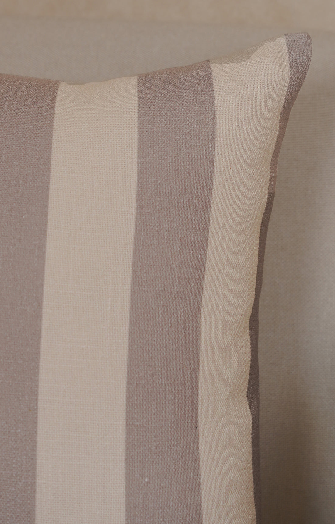 Mocha Stripe Cotton Cushion Cover