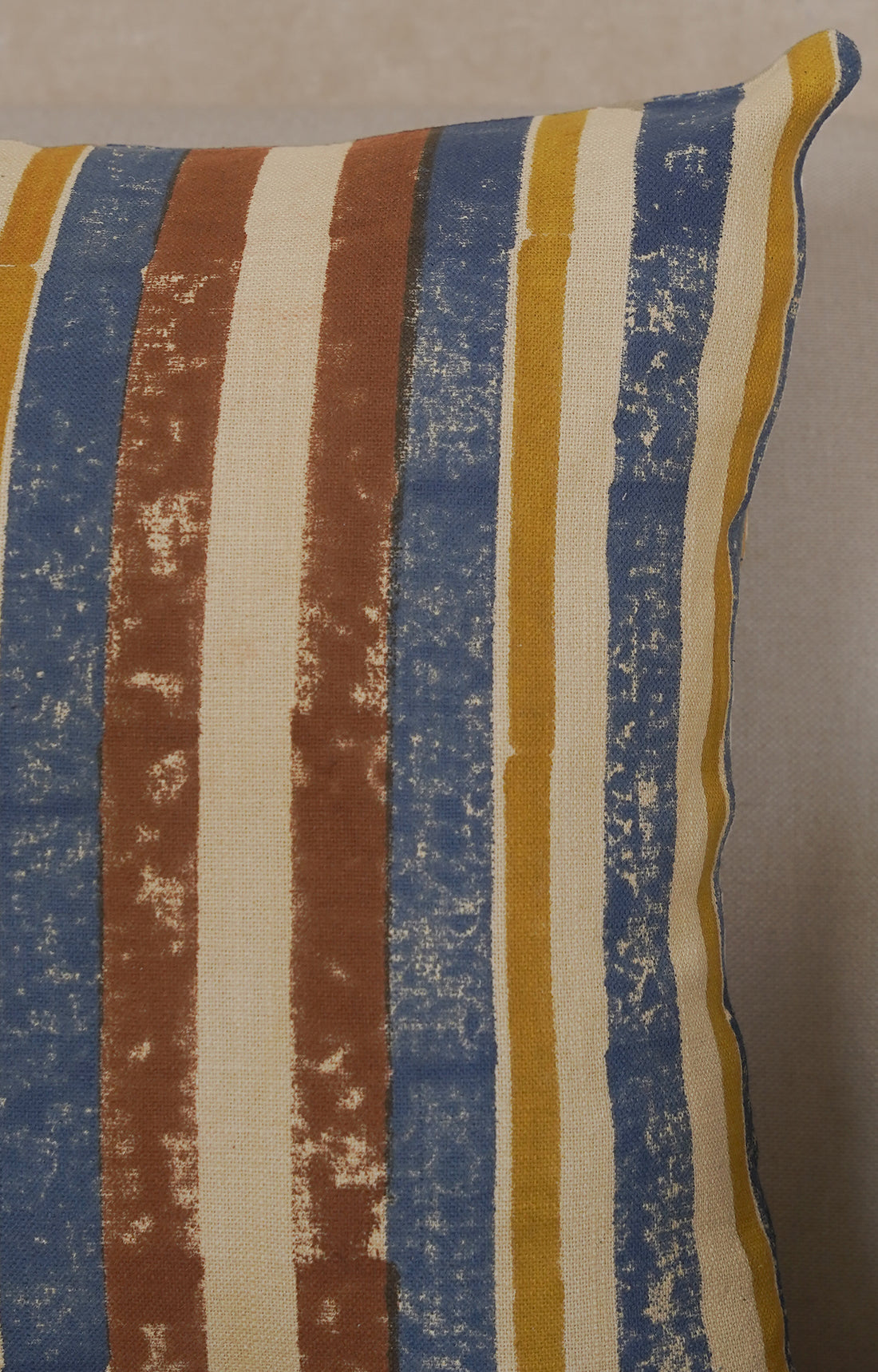 Earth-Tone Stripe Kantha Cushion Cover