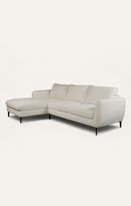 Modern Cream Bouclé Left Sectional Sofa