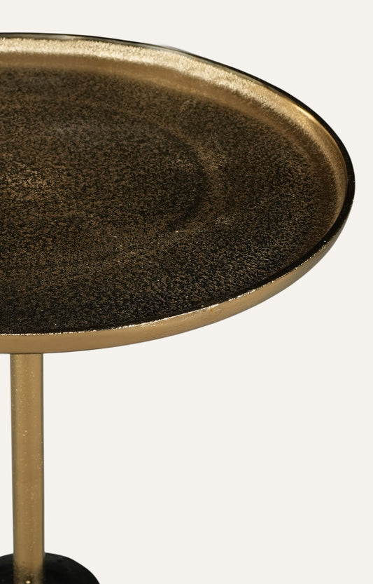 Black and Gold Sculptural Pedestal Side Table