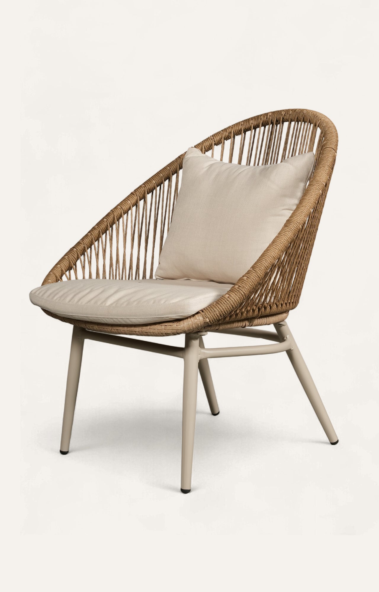 Woven Rattan Lounge Chair with Cushions