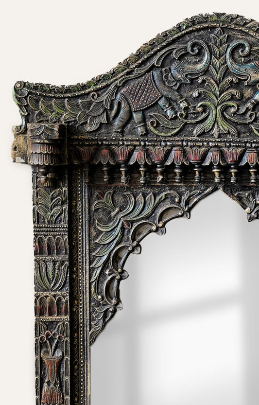 Thyra Arched Vintage Wood Mirror