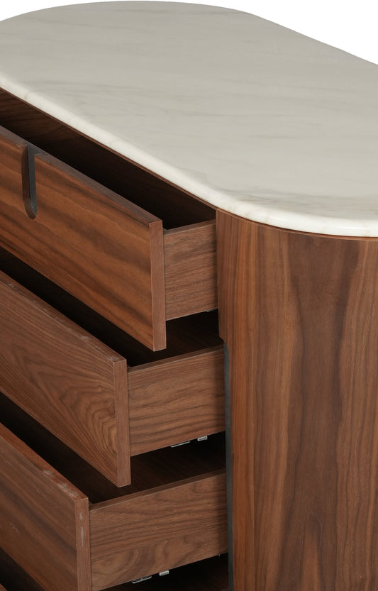 Oval Walnut Sideboard with Marble Top