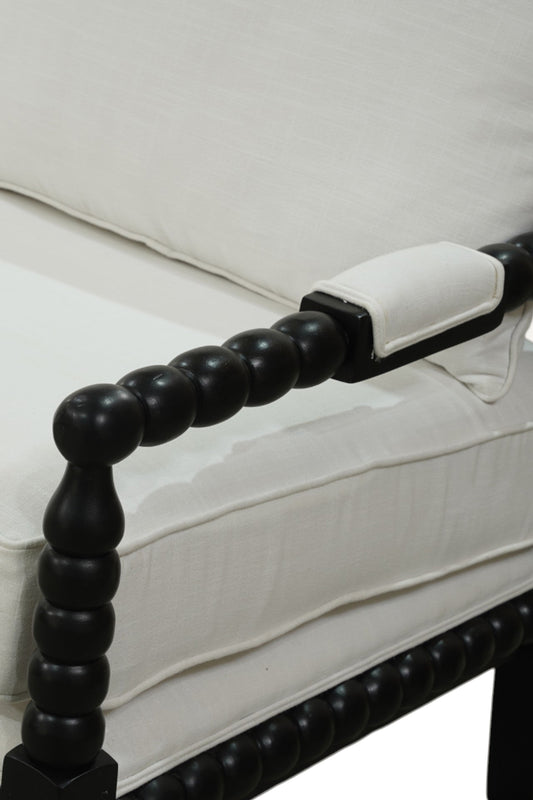 Classical Wooden Sofa Settee in Ivory and Black
