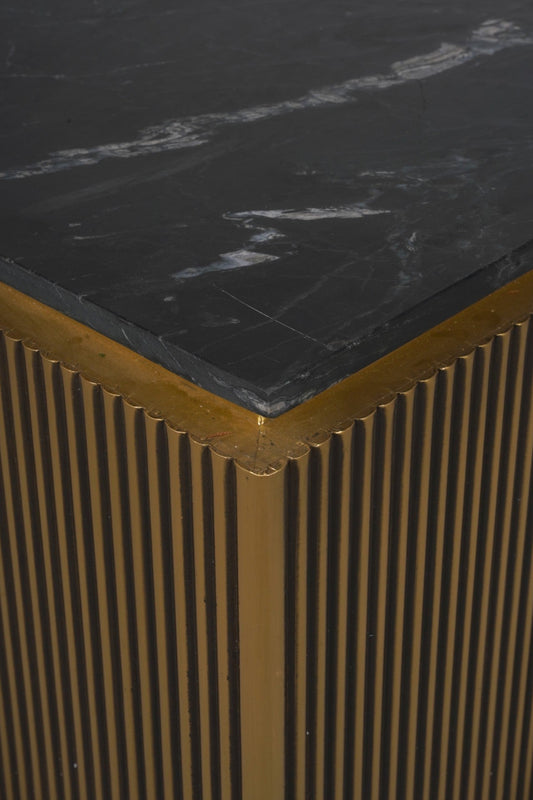 Square Brass Coffee Table with Marble Top