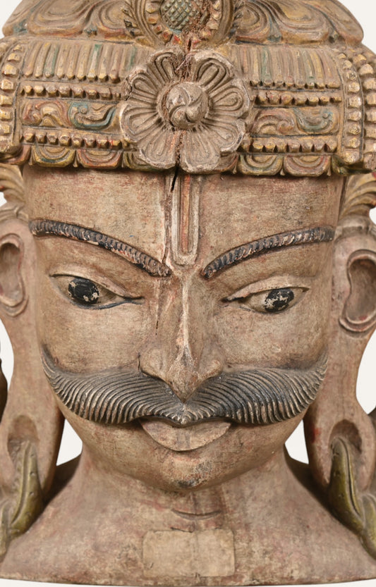 Guardian of Temples Hand-Carved Wooden Wall Mask