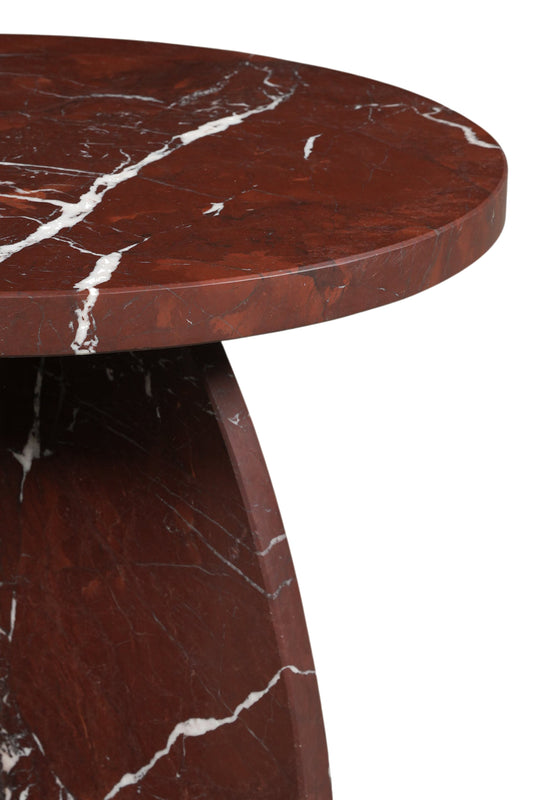 Sculptural Red Marble Accent Table