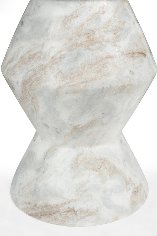 Geometric Travertine Marble Accent Table
