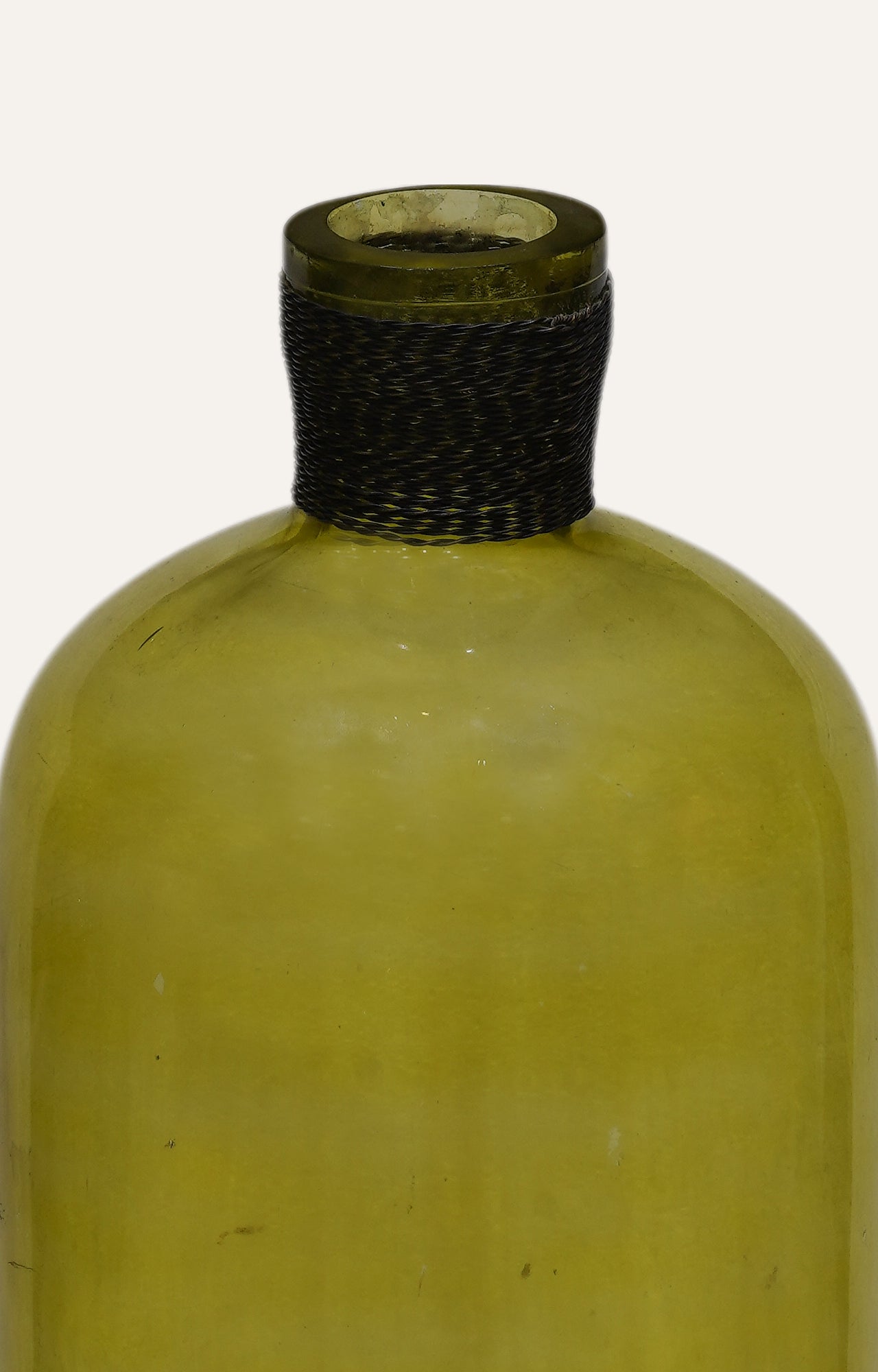 Olive Green Bottle-Design Glass Vase