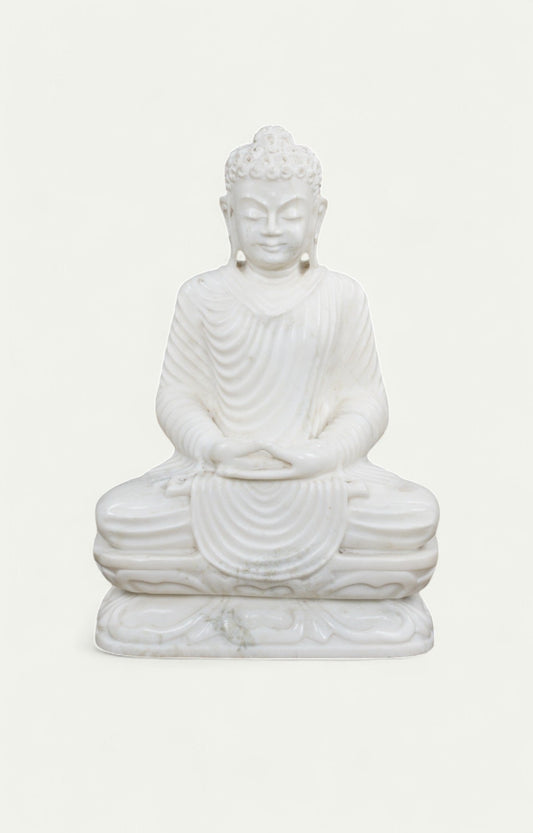 Marble Meditation Buddha - White