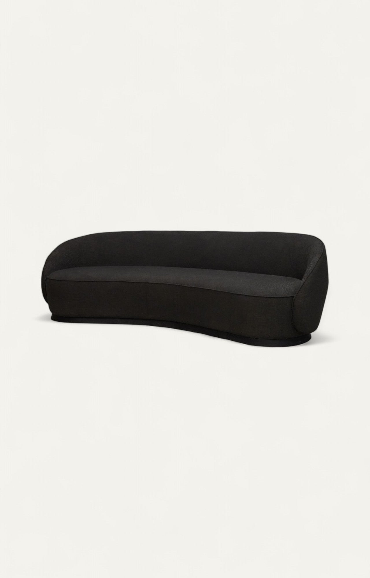 Curved Black Boucle Sofa