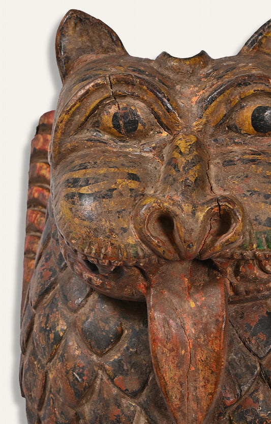 Hand-Carved Wooden Lion Mask