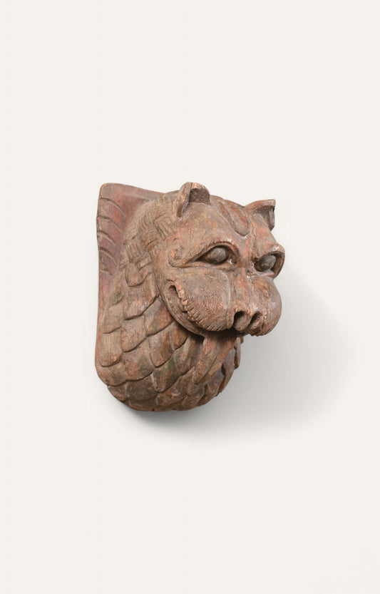 Hand-Carved Wooden Lion Mask