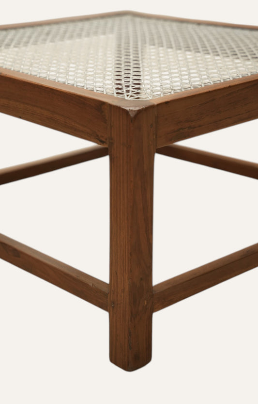 Colonial Wooden Coffee Table with Cane Top