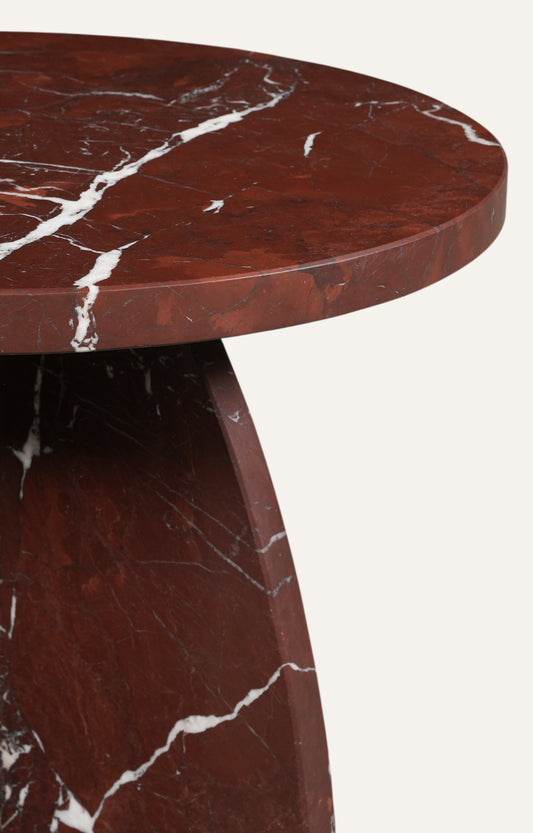 Sculptural Red Marble Accent Table