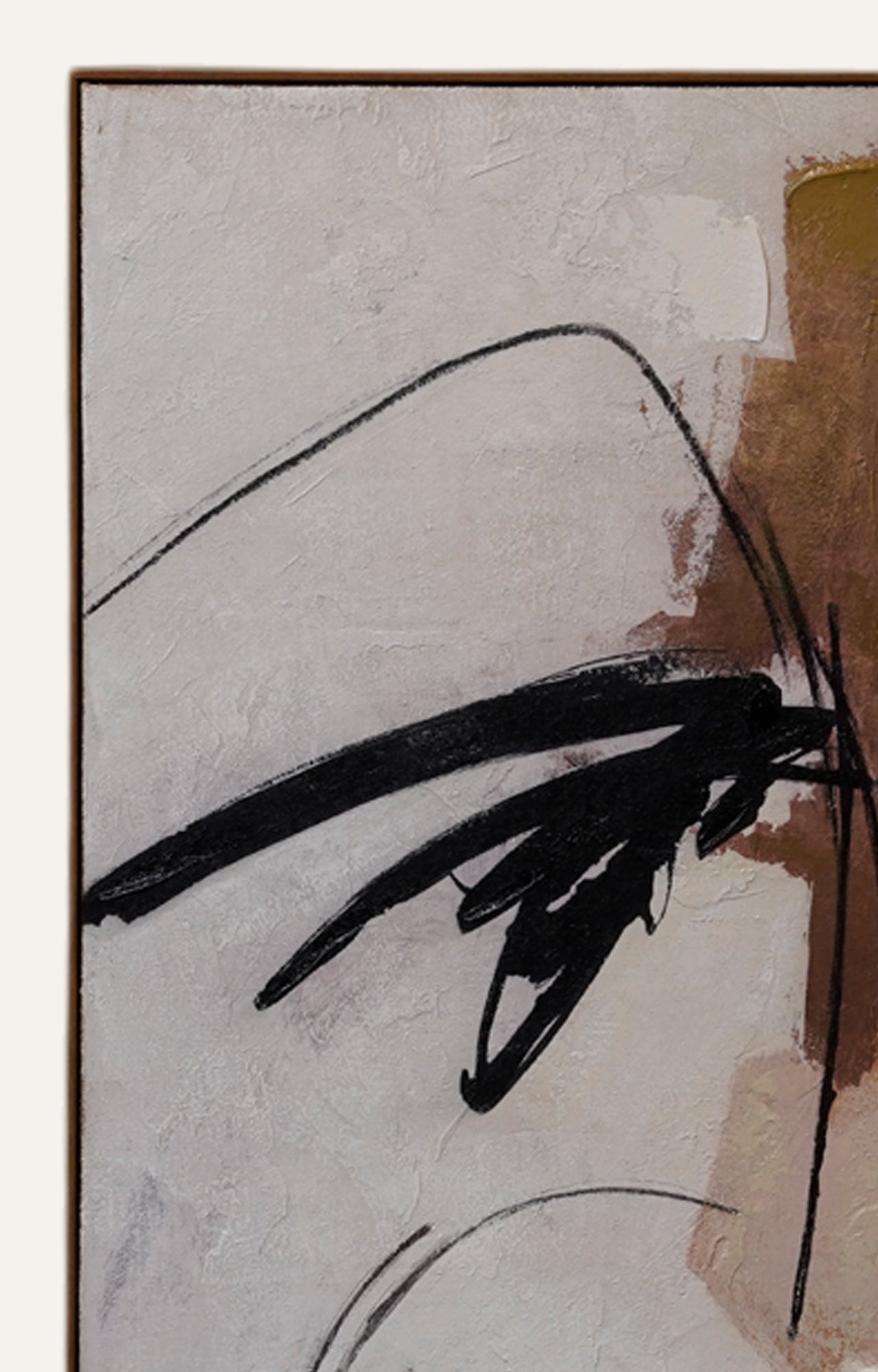 Monochrome Abstract Heavy Textured Art on Hessian with Frame