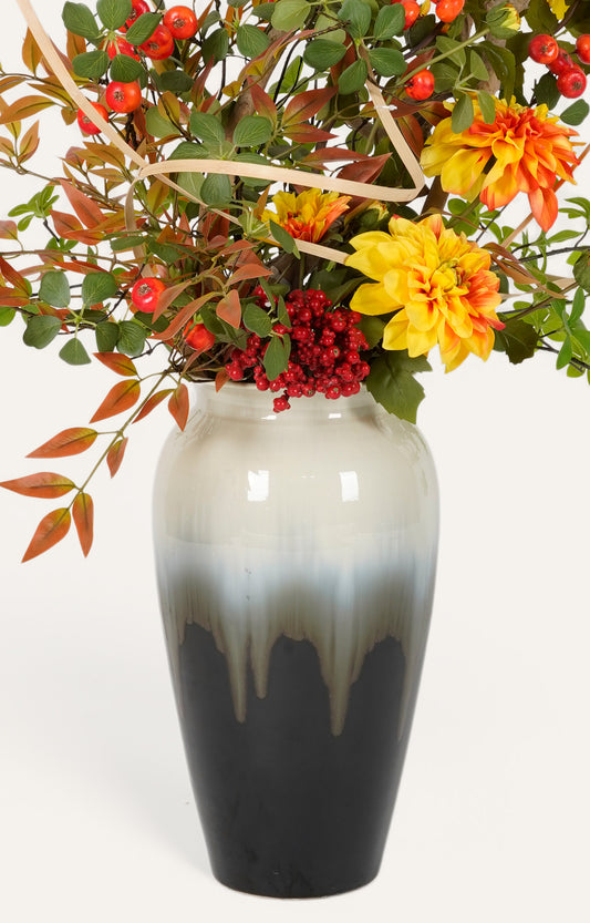 Tall Faux Flower set in Gradient Ceramic Planter