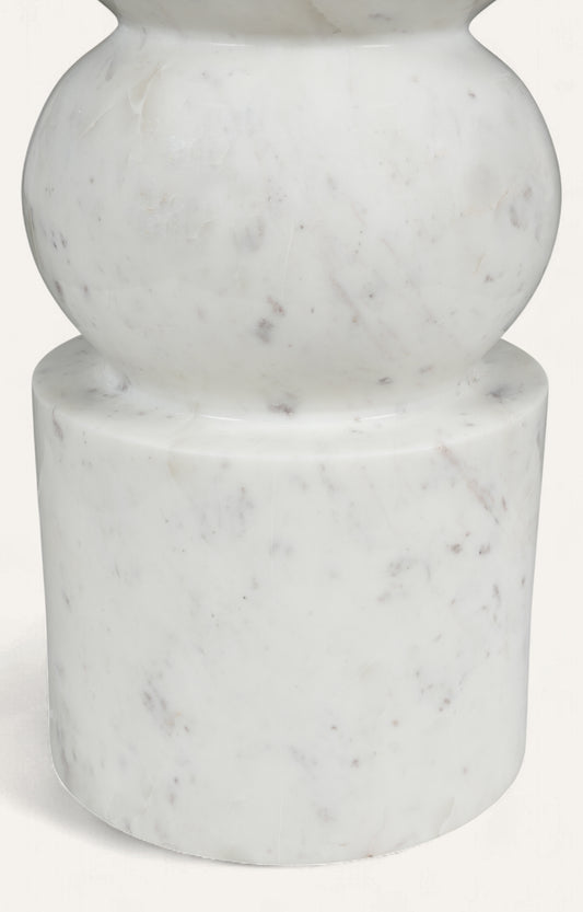 Sculptural White Marble Accent Table