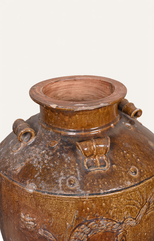 Vintage Chinese Ceramic Vase with Dragon Design