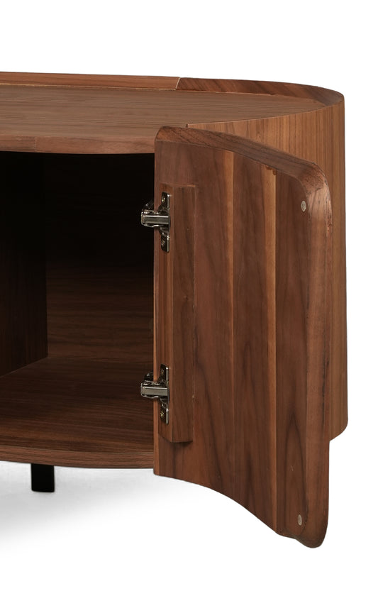 Modern Walnut Sideboard with Curved Edges and Metal Legs