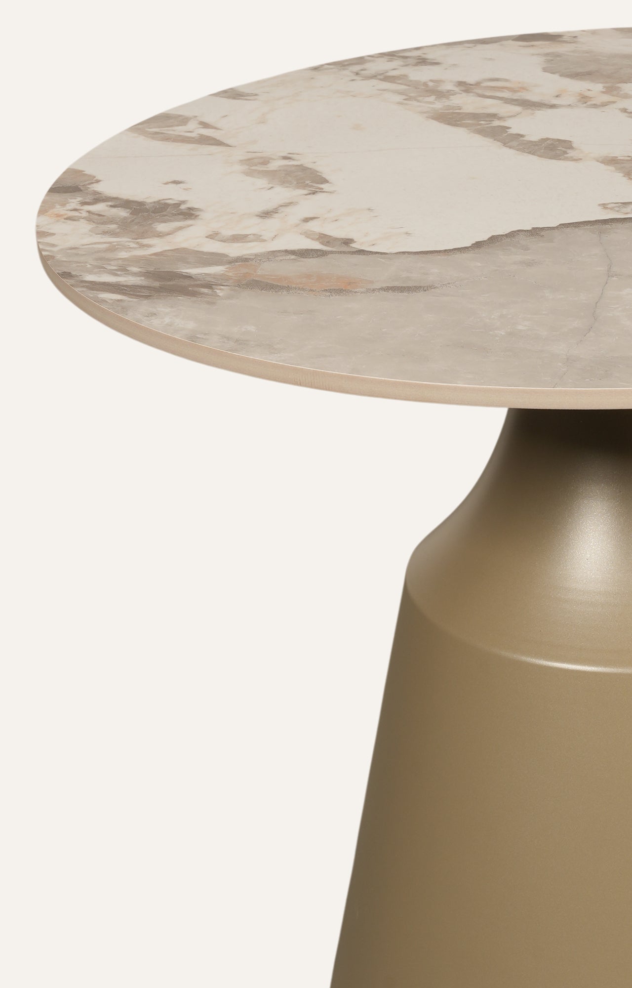 Beige Marble Top Gold Cone Side Table