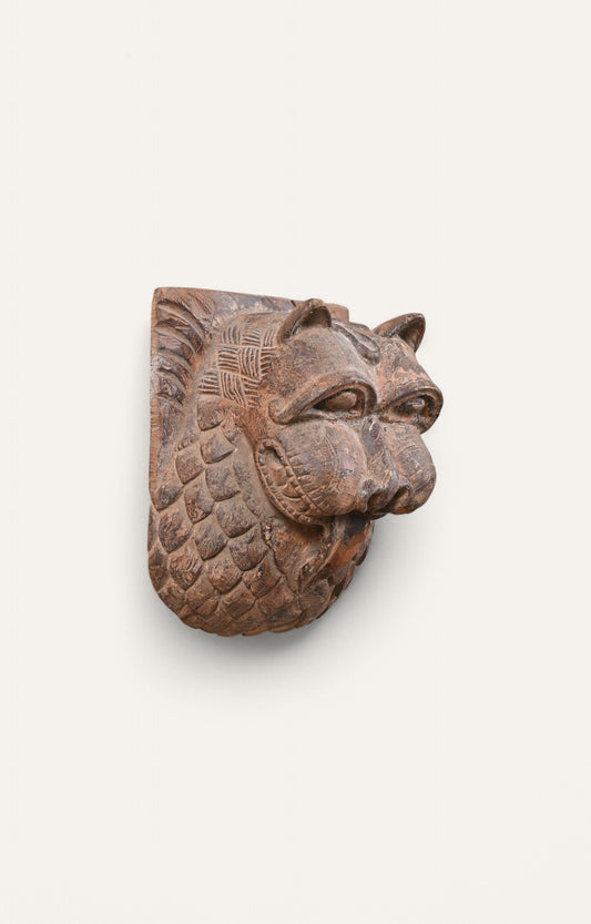 Hand-Carved Wooden Tiger Wall Mask