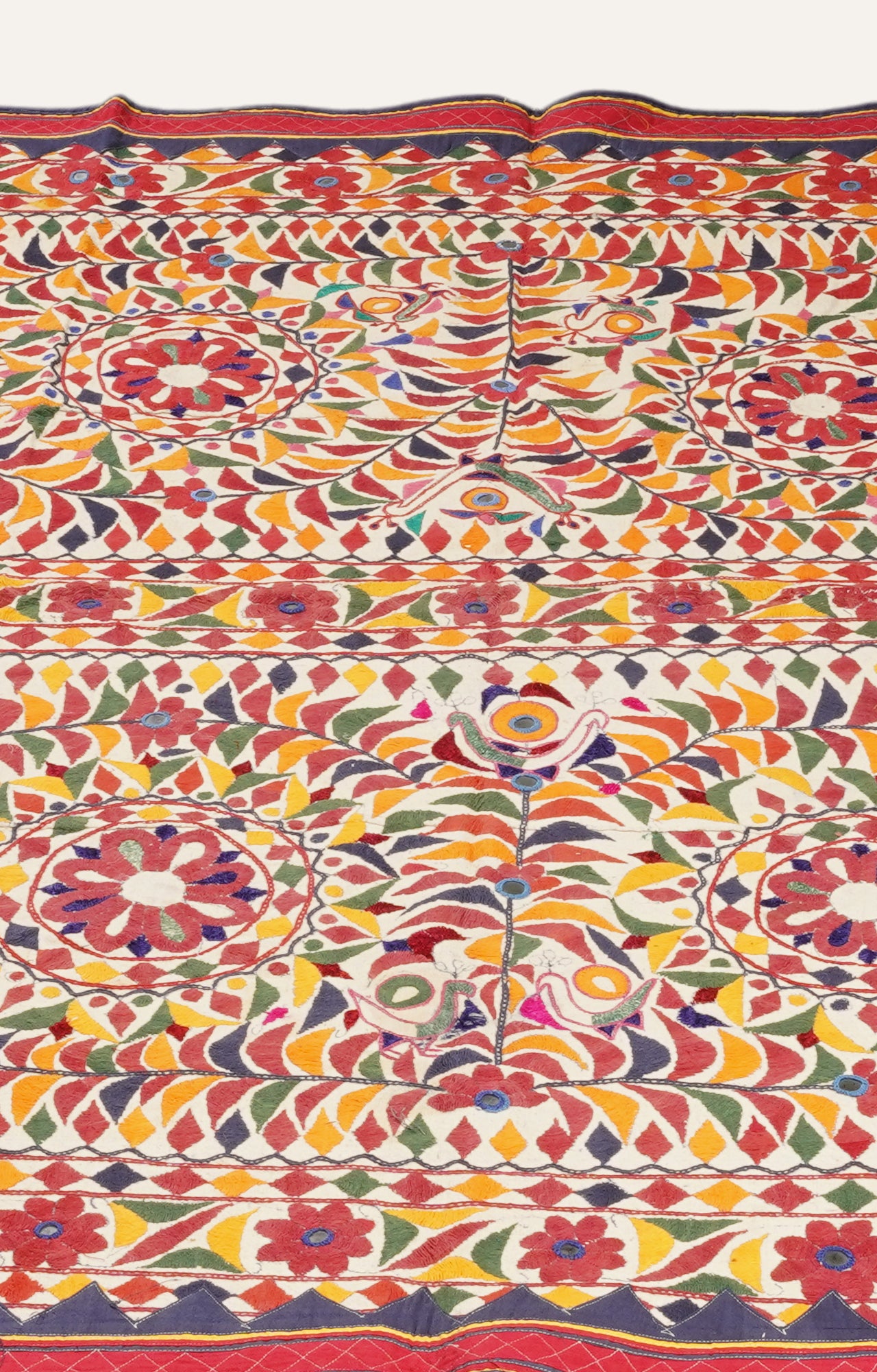 Vibrant Saurashtra Appliqué Embroidered Textile Wall Art