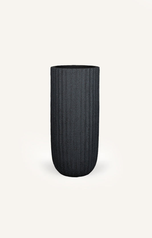 Charcoal Ribbed Resin Planter - Small